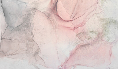Fototapeta premium Abstract alcohol ink painting background pink and grey colors