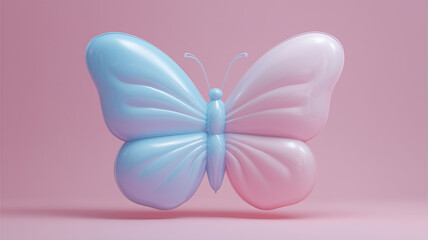 Fototapeta premium 淡色グラデの立体チョウアイコンモチーフ