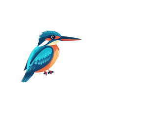 Obraz premium Colorful kingfisher bird perched on a branch isolated on transparent background