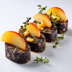 Boudin Noir with Apple Slices and Fresh Thyme