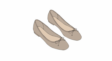 Fototapeta premium Beige ballet flats with bow detail viewed from above 