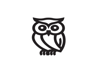 Elegant Owl Icon Designed In Smooth Minimalist Linear Drawing