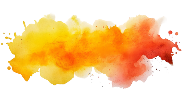 orange yellow watercolor isolated on a transparent background
