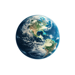the planet earth with the continents of north america and south america, on a transparent background