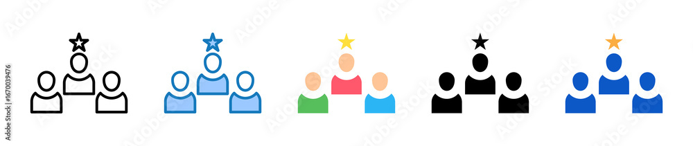 Aufkleber leadership multiple style icons set design vector illustration.