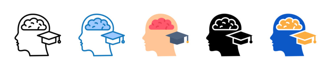 Intelligence Quotient multiple style icons set design vector illustration. 