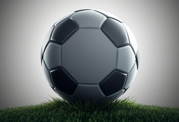Fototapeta premium Abstract gray football background featuring large ball & subtle soccer symbols, match, gray abstract