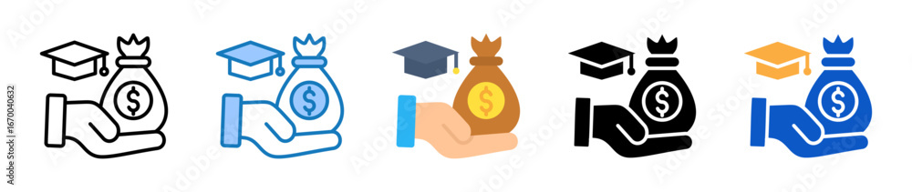 Aufkleber endowment multiple style icons set design vector illustration.