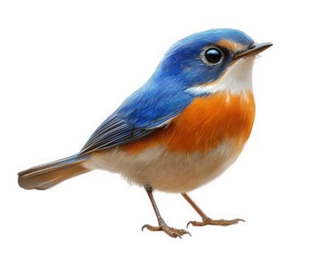 Beautiful rufouschested flycatcher bird isolated on transparent background