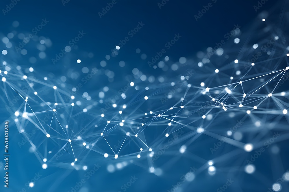 Aufkleber light blue background with white dots and lines in the form of an abstract network pattern,