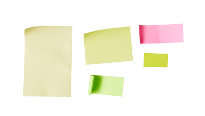 various colorful sticky notes isolated on white or transparent png