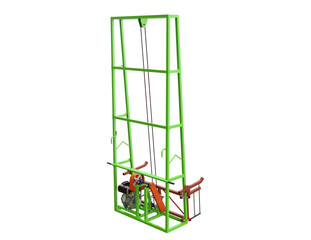Portable Material Handling System, Innovative Green Cargo Transfer Equipment for Heavy Duty Truck Bed Placement. Isolated PNG Mechanical Loading Apparatus, Industrial Logistics Lifting Machinery.