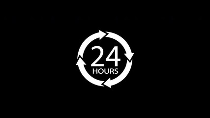 24-Hour Service Icon Motion Graphic, Transparent Background