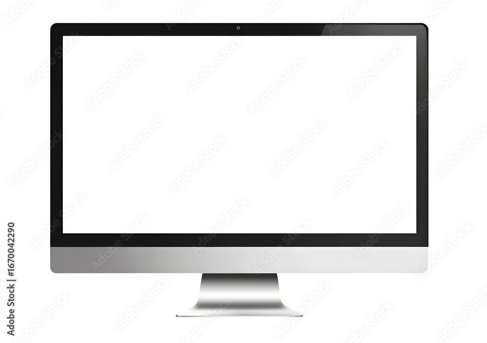 Poster a modern computer monitor with a blank white screen s isolated on a transparen background
