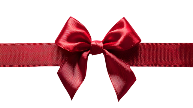 Red ribbon bow isolated on a transparent background - Powered by Adobe