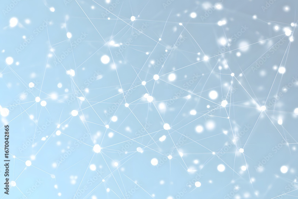 Aufkleber light blue background with white dots and lines in the form of an abstract network pattern,