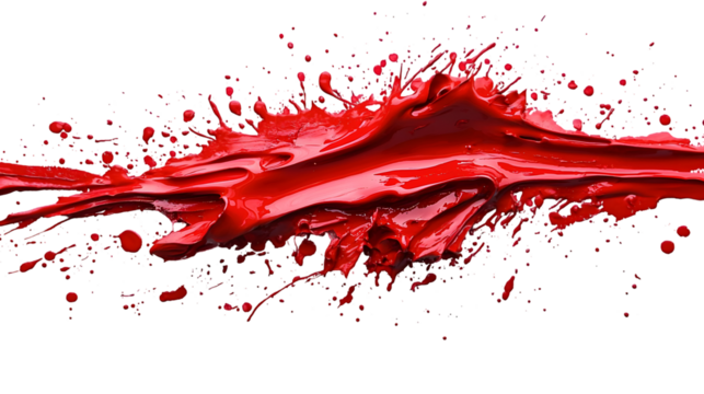 Red splash paint stain isolated on a transparent background