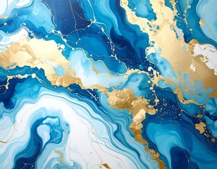 Acrylglasbilder Kristalle liquid marble pattern in blue and gold, luxury   © 덕준 이