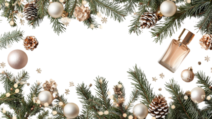 seamless decorative Christmas border isolated on a transparent background