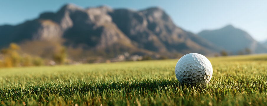Golf Ball on a Mountain Course Scenic Fairway