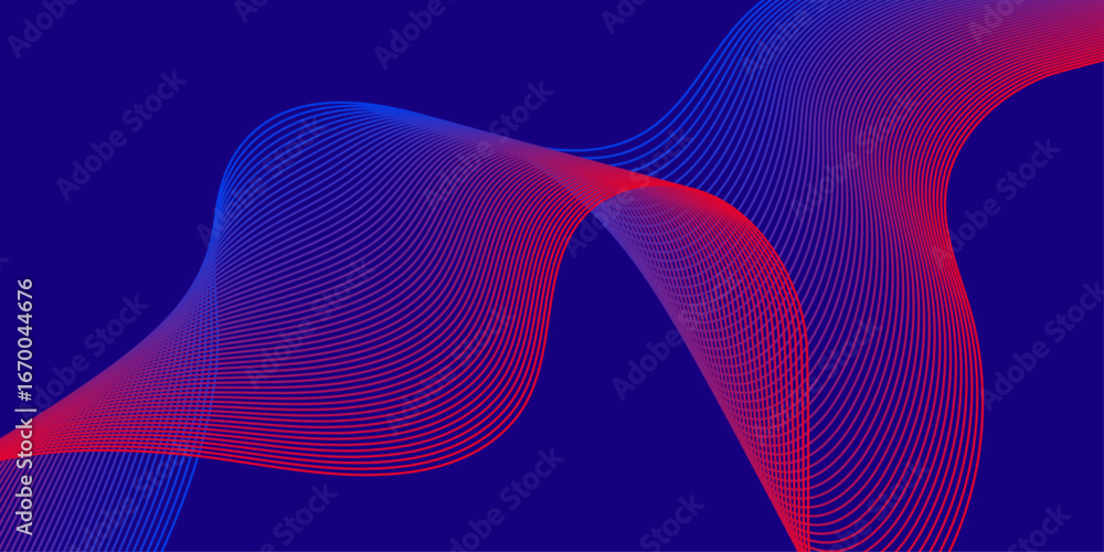Poster abstract dark blue background with dynamic wave lines. futuristic technology concept.