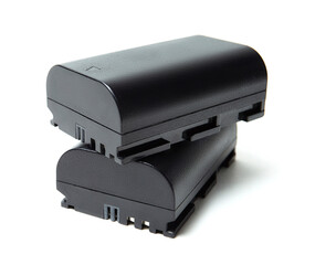 Camera battery pack isolated on white background. Studio shot fo