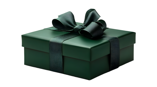 Elegant green gift box illustration isolated on a transparent background