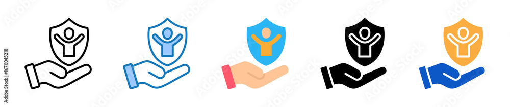 Poster child protection multiple style icons set design vector illustration.