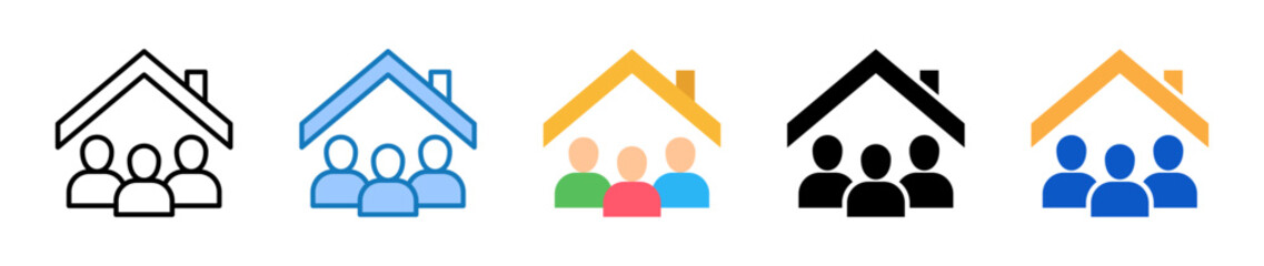 Community Center multiple style icons set design vector illustration. 