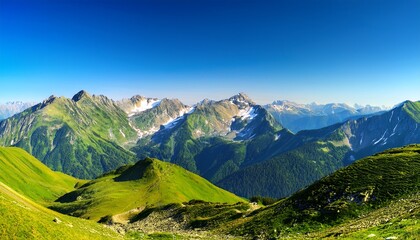 Obraz premium vibrant mountainous landscape under clear blue sky