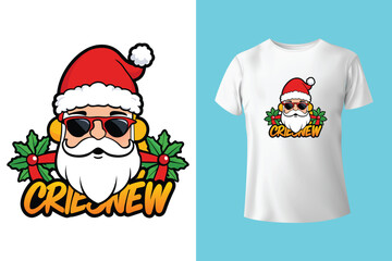 Vector typography Santa t shirt design, merry christmas Graphic t shirt design Template.