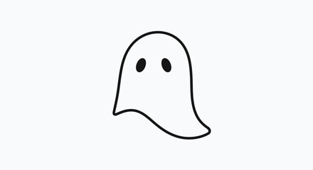 Fototapeta premium Simple Ghost Outline on White Background - A Minimalist Illustration of a Friendly Ghost Character