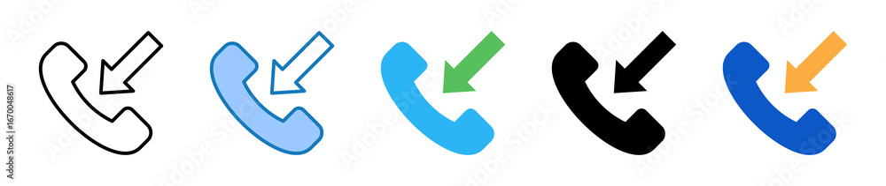 Aufkleber incoming call multiple style icons set design vector illustration.