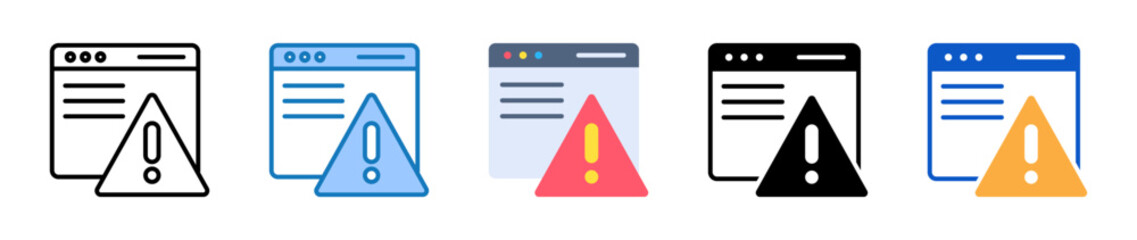 Warning multiple style icons set design vector illustration. 