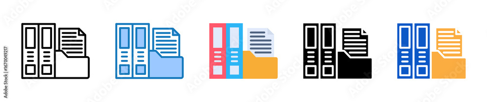 Poster folders multiple style icons set design vector illustration.