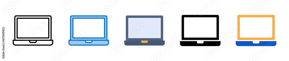 Poster laptop multiple style icons set design vector illustration.