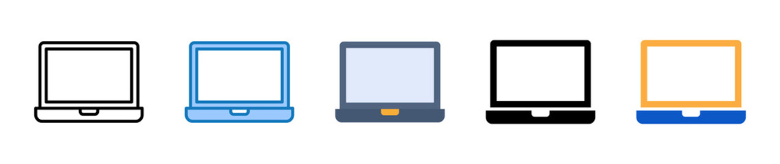 Laptop multiple style icons set design vector illustration. 