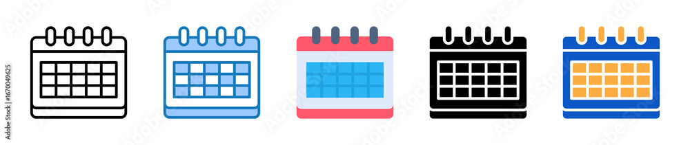 Aufkleber calendar multiple style icons set design vector illustration.
