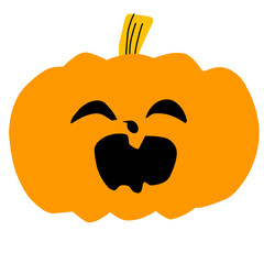 Happy Halloween party invitation card with spooky pumpkins, cute ghosts, and holiday cartoon characters.