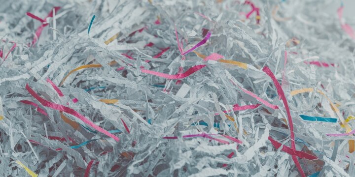The Shredded Paper Pile With Colorful Confetti Strips Creating Textured Festive Background