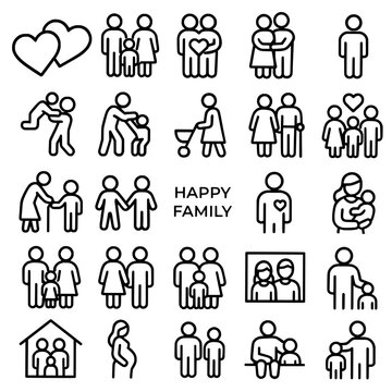 Icon pack, icon sheet, family theme, outline version