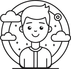 Obraz premium optimistic outlook outline icon on white background