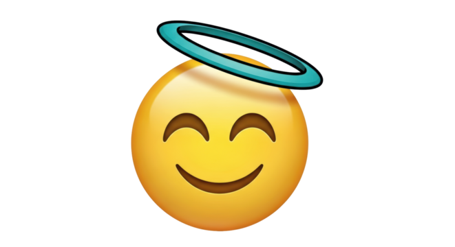 Isolated Smiling Emoji with Halo - Powered by Adobe