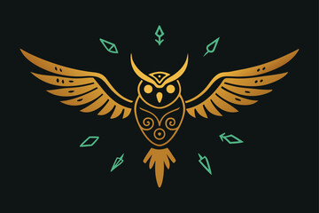 Obraz premium A stylized tattoo design featuring a vintage eagle wing with a heart and a feather, symbolizing love and freedom