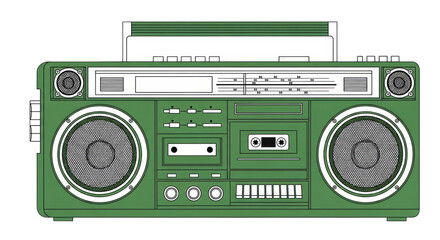 Isolated Green Boombox Illustration