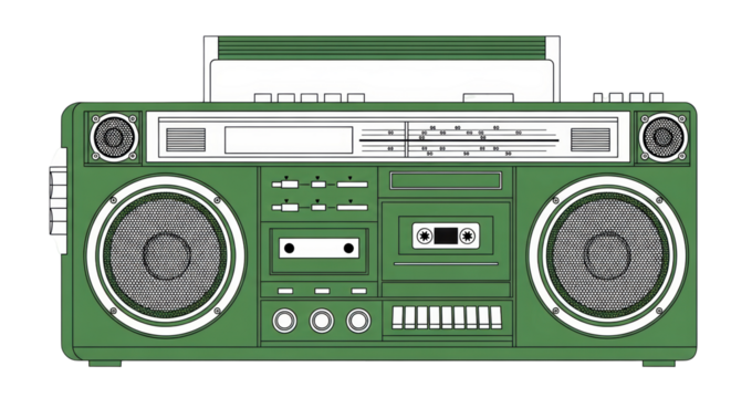 Isolated Green Boombox Illustration