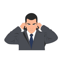 Professional Man in Gray Suit Adjusting His Collar Against a White Background Wearing a Blue Tie for Business Presentation