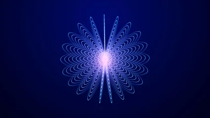 Wandcirkels Fractale golven Movement of neon particles in an abstract sphere. Movement of neon particles in an abstract sphere. 3D rendering.  © Olena