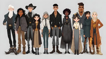 Flat vector of diverse, inclusive characters in a cheerful and marketable style. Concept : Inclusive illustration, diversity in design, modern flat art, marketable character design, community