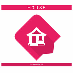 Design icon. House icon symbol in flat. House symbol design in flat with shadows. Stock vector.